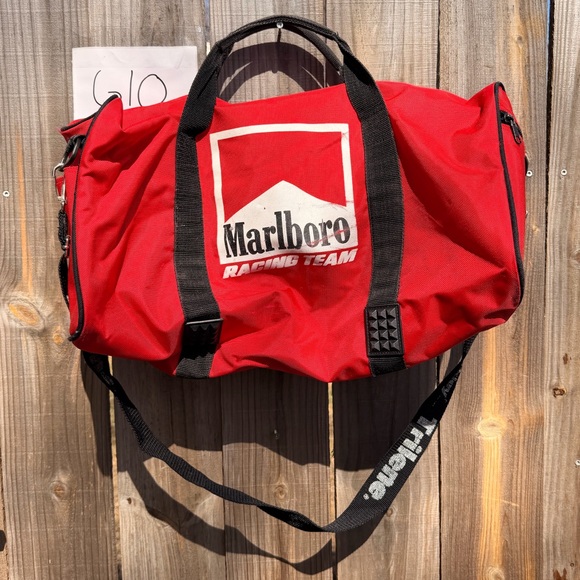 Vintage Marlboro Racing Transit Large 1990s Red Large Duffle Bag Vintage
